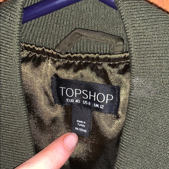 Topshop MA1 Bomber Jacket Olive Green Size US8 - Picture 6 of 6